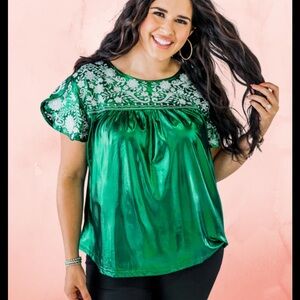 Green Floral Women's Top